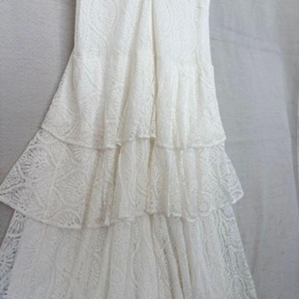 Lulus White‎ Lace Tiered Sleeveless Midi Dress L Unconventional Lace Bridal Boho - Picture 7 of 10
